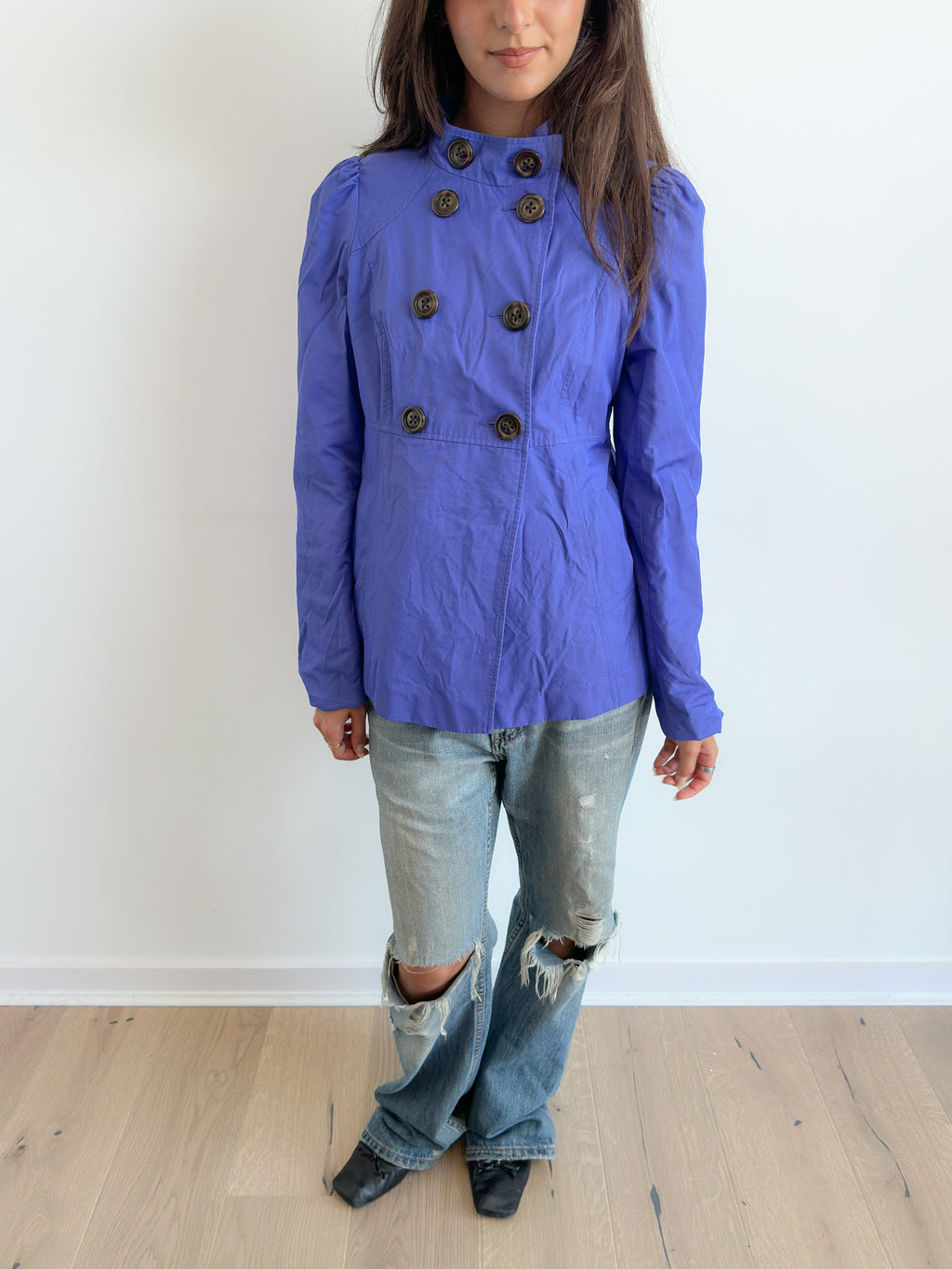 blue pea coat / size m