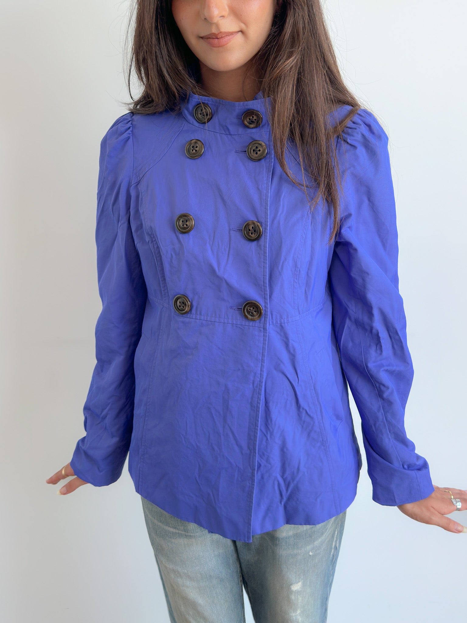 blue pea coat / size m