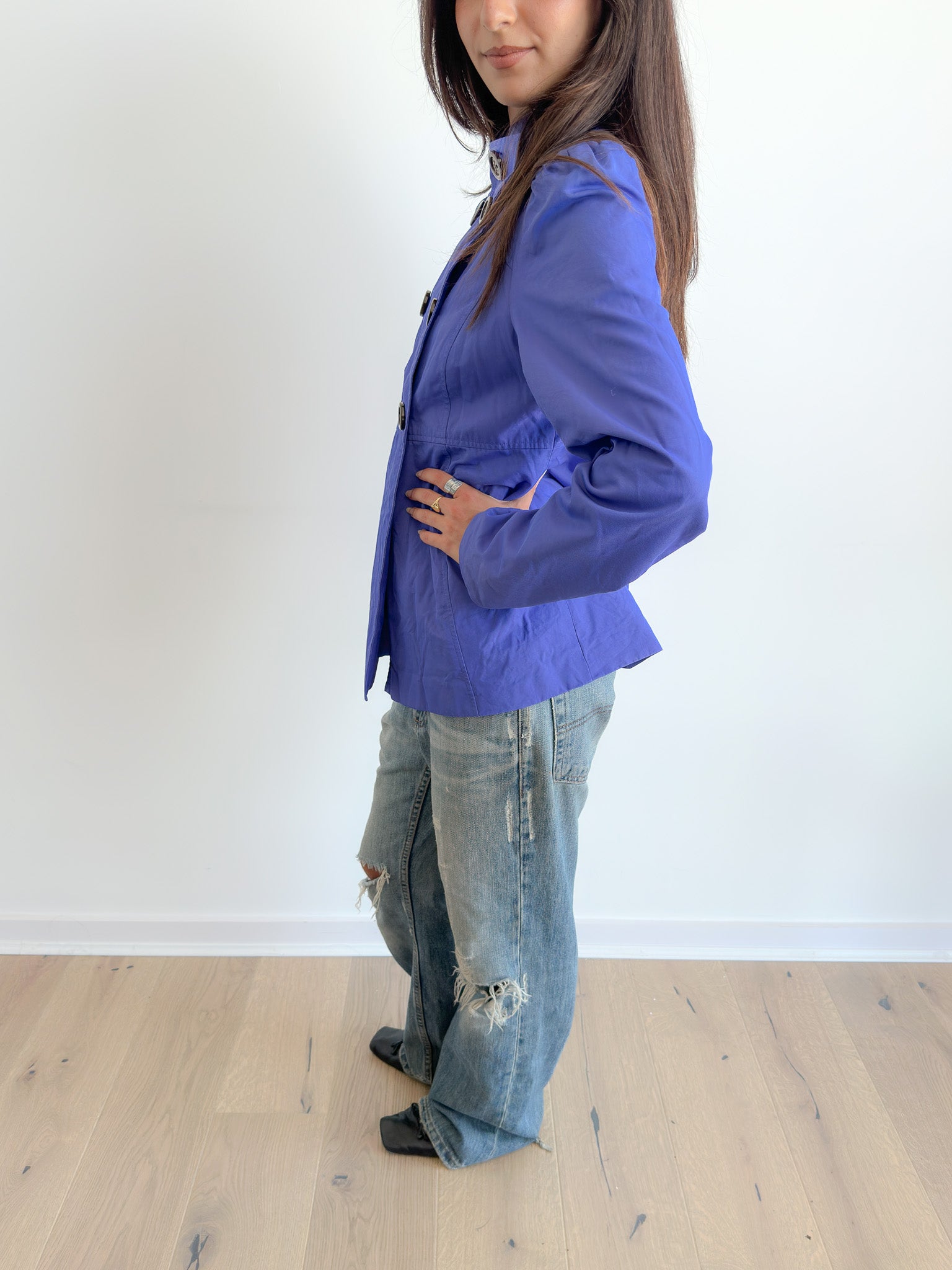 blue pea coat / size m