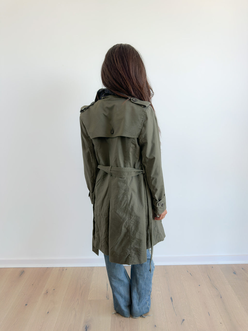olive trench coat / size s-m