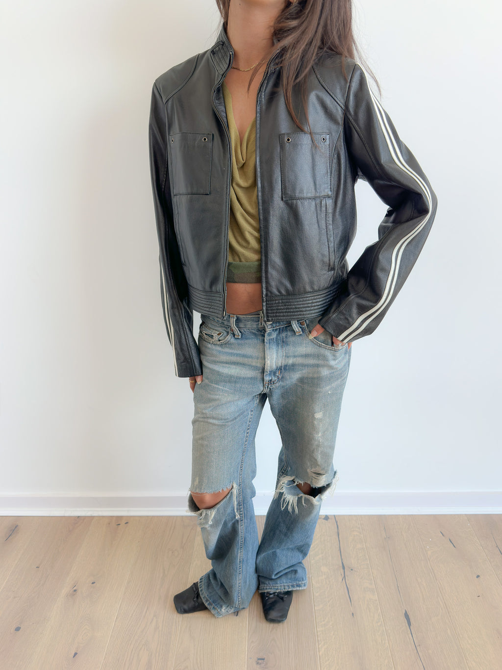 real leather moto jacket / size s