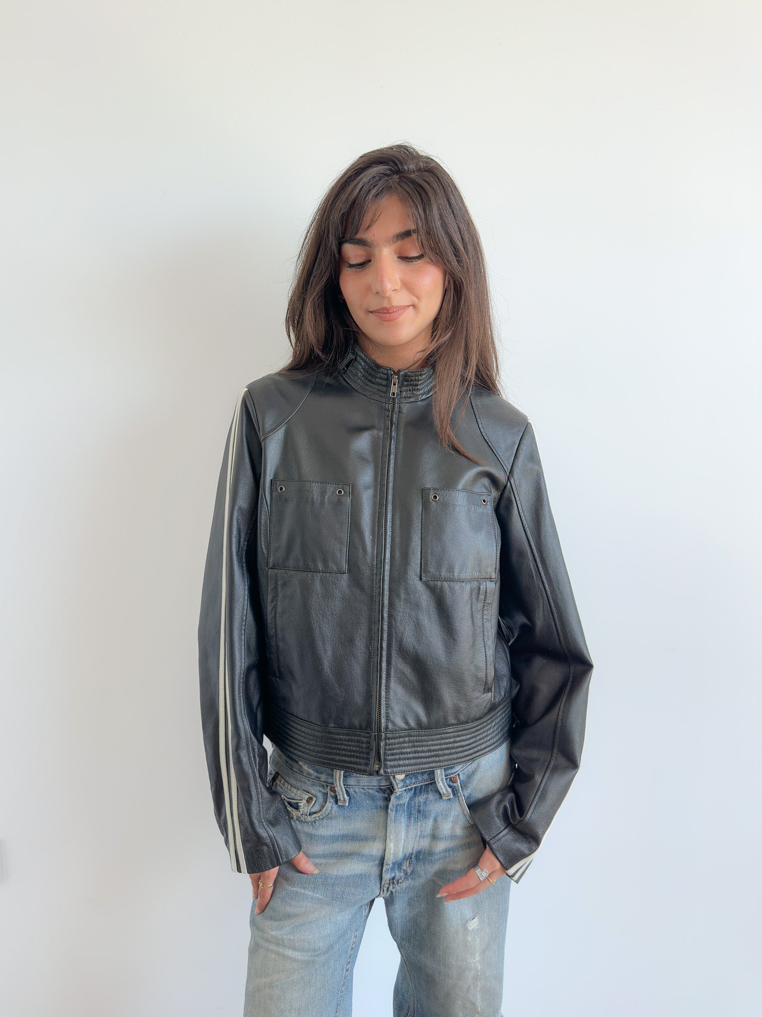 real leather moto jacket / size s