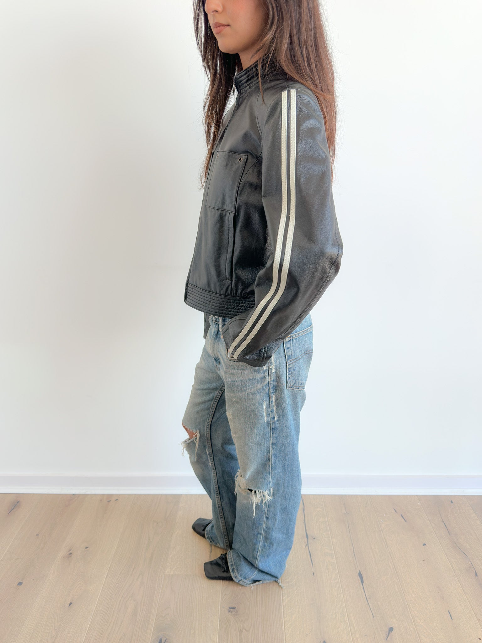 real leather moto jacket / size s