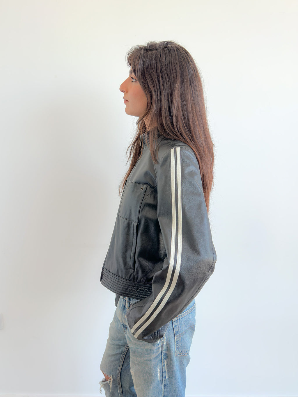 real leather moto jacket / size s