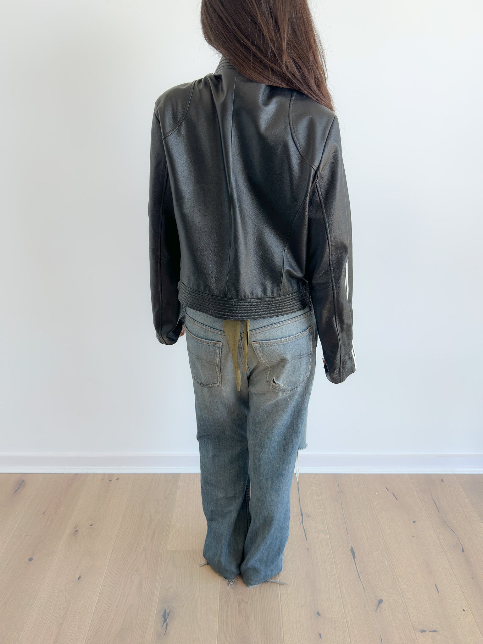 real leather moto jacket / size s