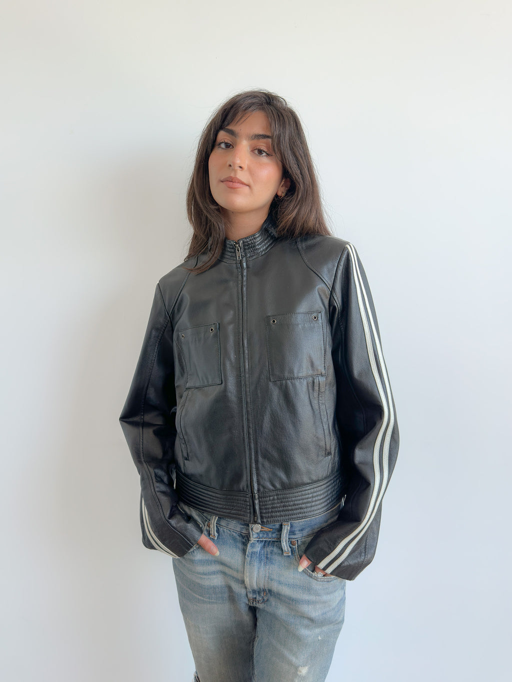 real leather moto jacket / size s