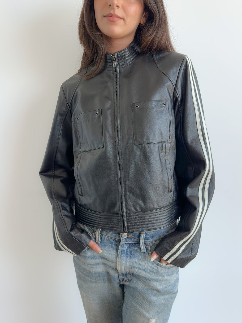real leather moto jacket / size s