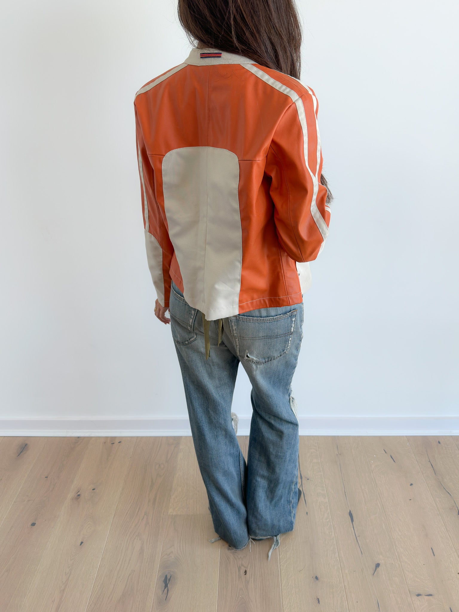 orange moto jacket / size s