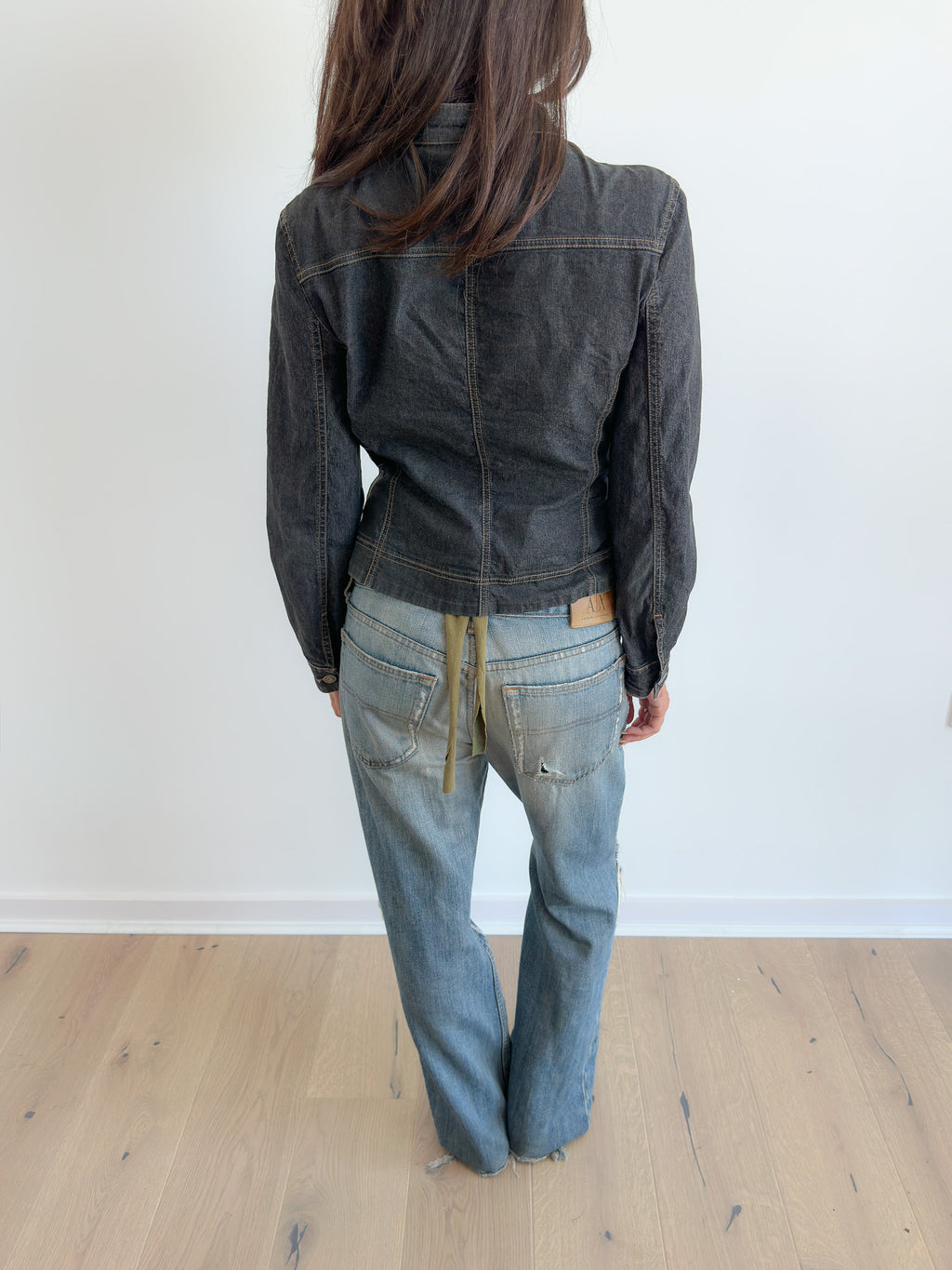 contrast stitch denim jacket / size s