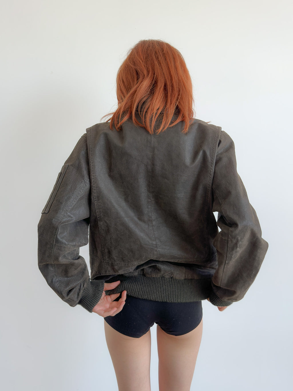 leather bomber jacket / size l