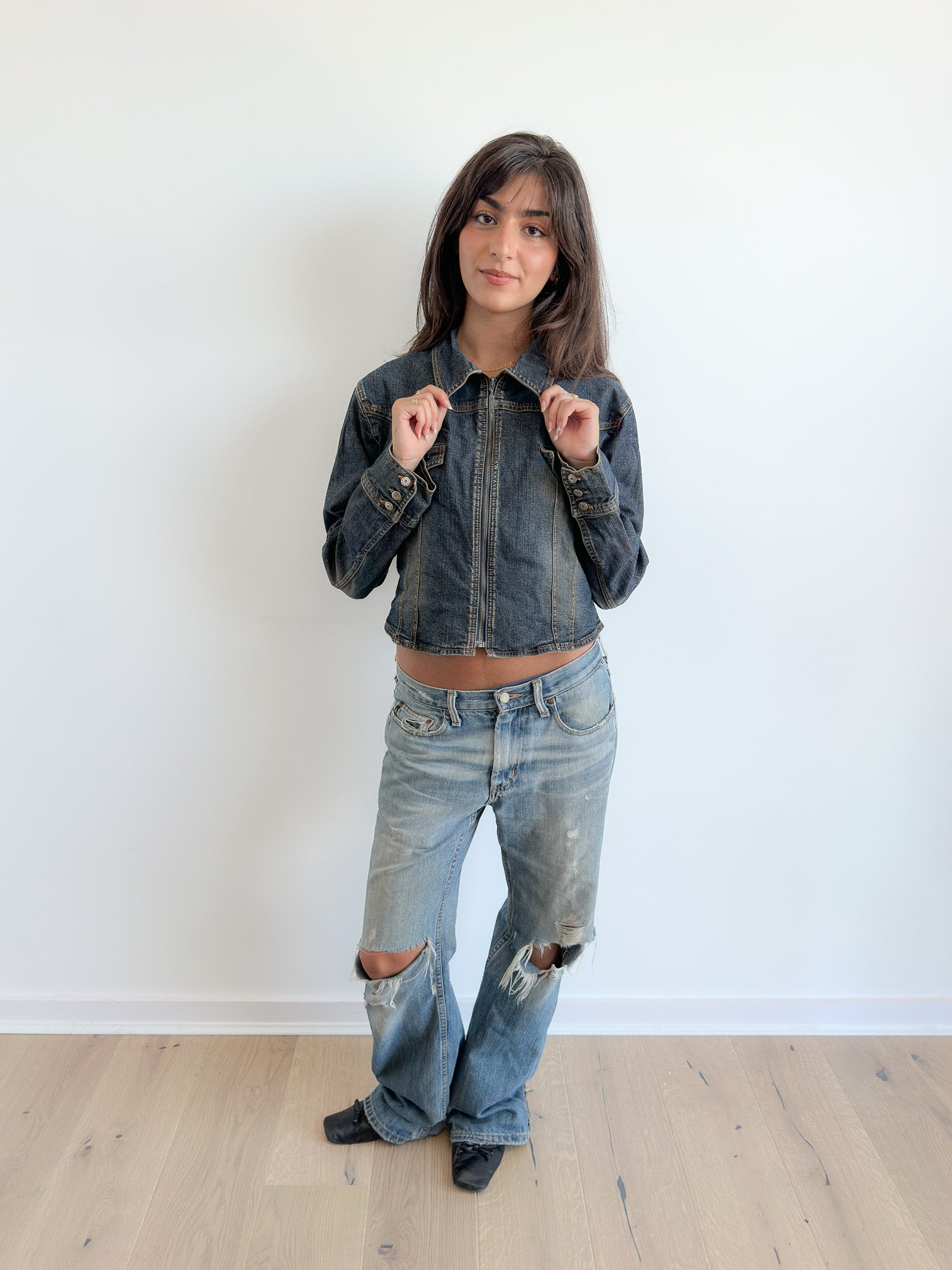 classic denim jacket / size xs-s