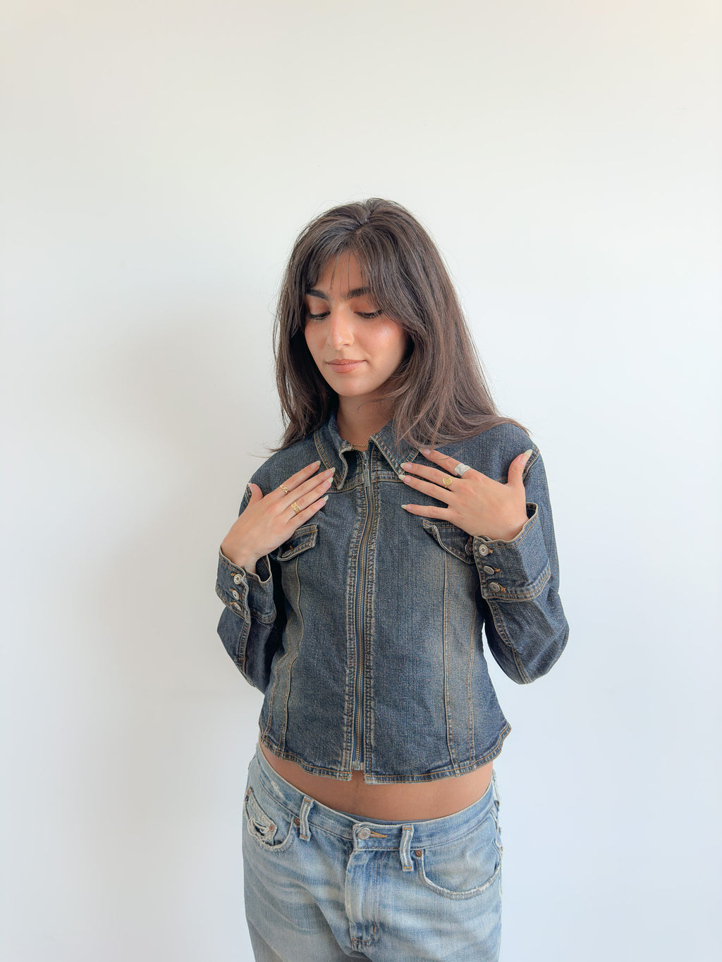 classic denim jacket / size xs-s