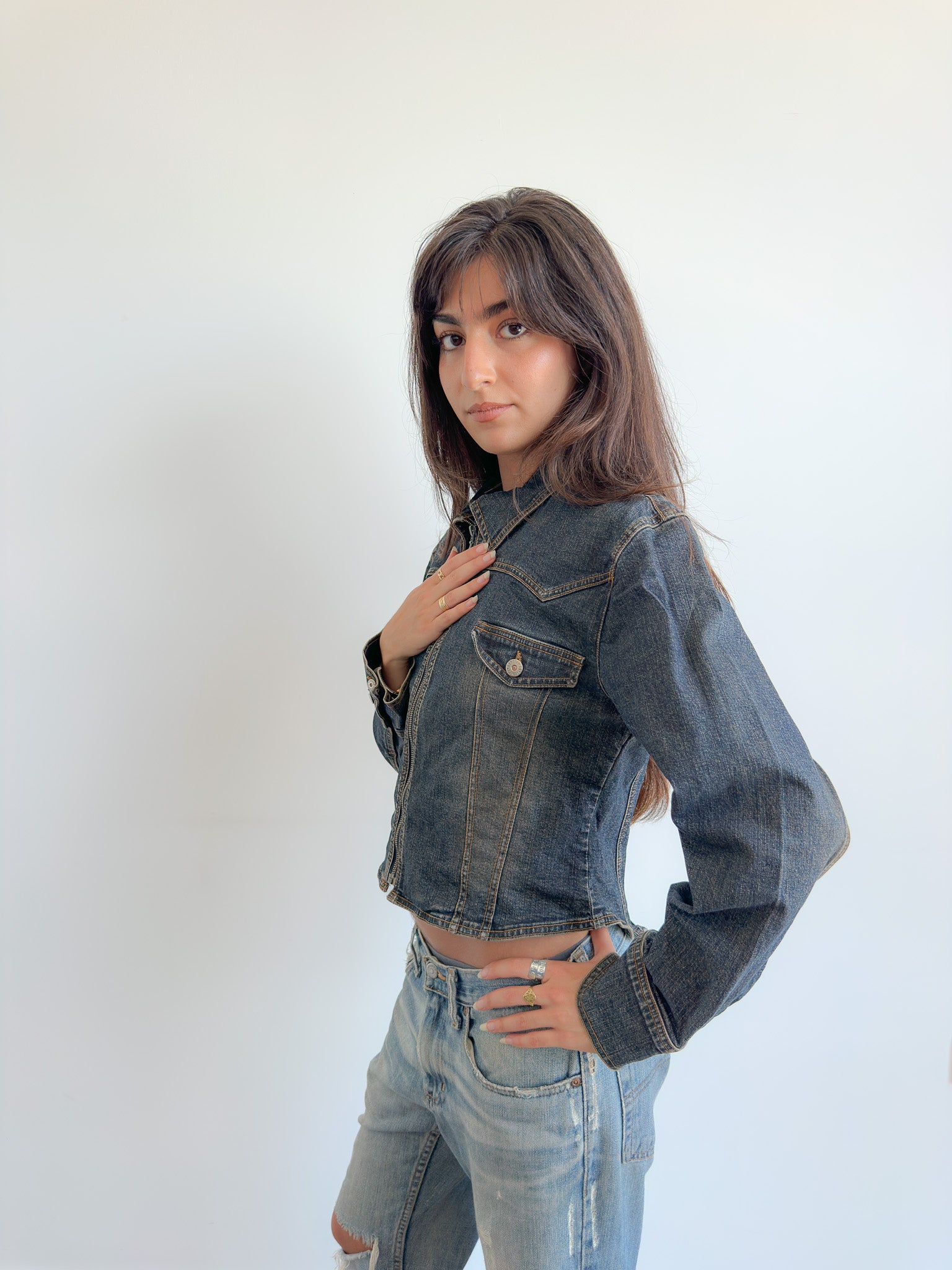 classic denim jacket / size xs-s