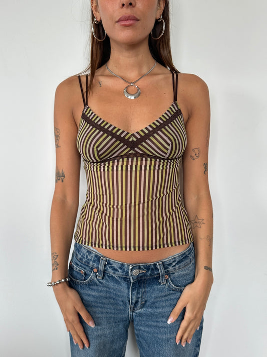 Stripe Mesh Cami - Size XS