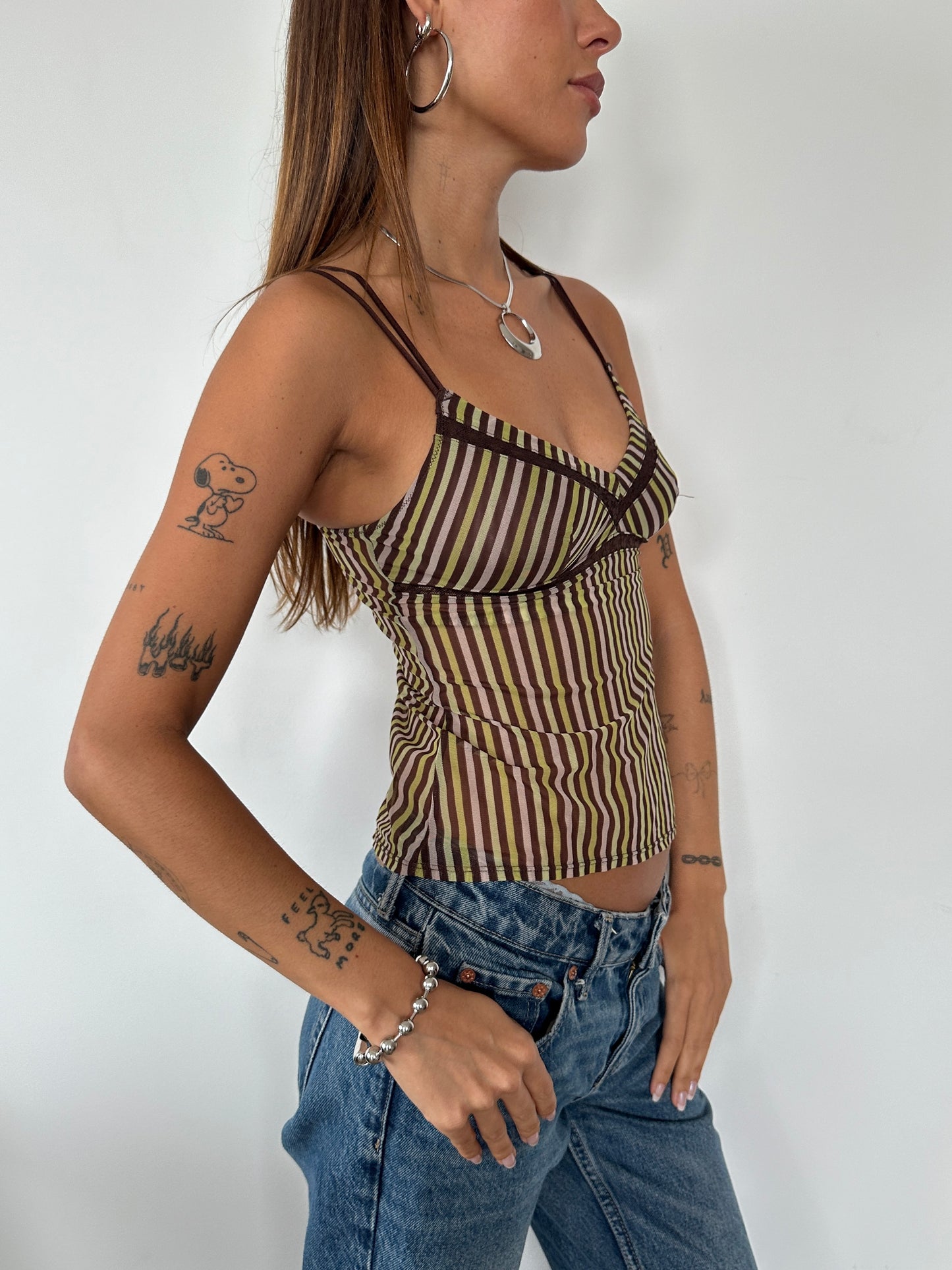 Stripe Mesh Cami - Size XS