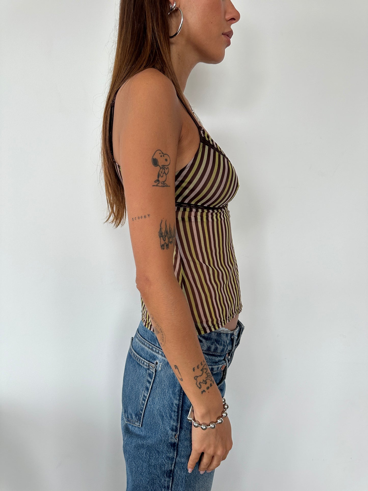 Stripe Mesh Cami - Size XS