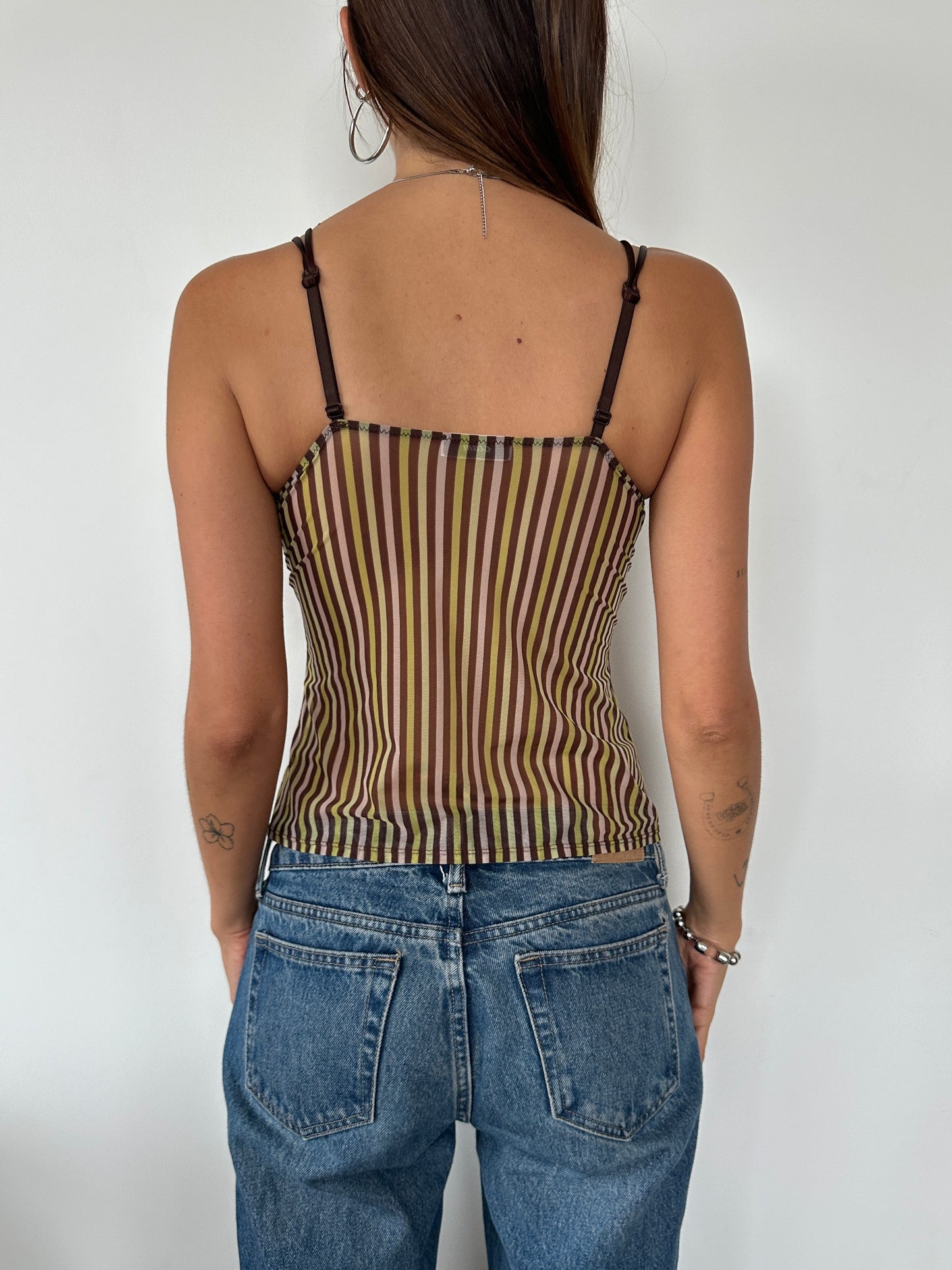 Stripe Mesh Cami - Size XS