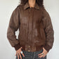 Brown Leather Bomber Jacket · Size M