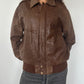 Brown Leather Bomber Jacket · Size M