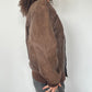 Brown Leather Bomber Jacket · Size M