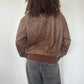 Brown Leather Bomber Jacket · Size M