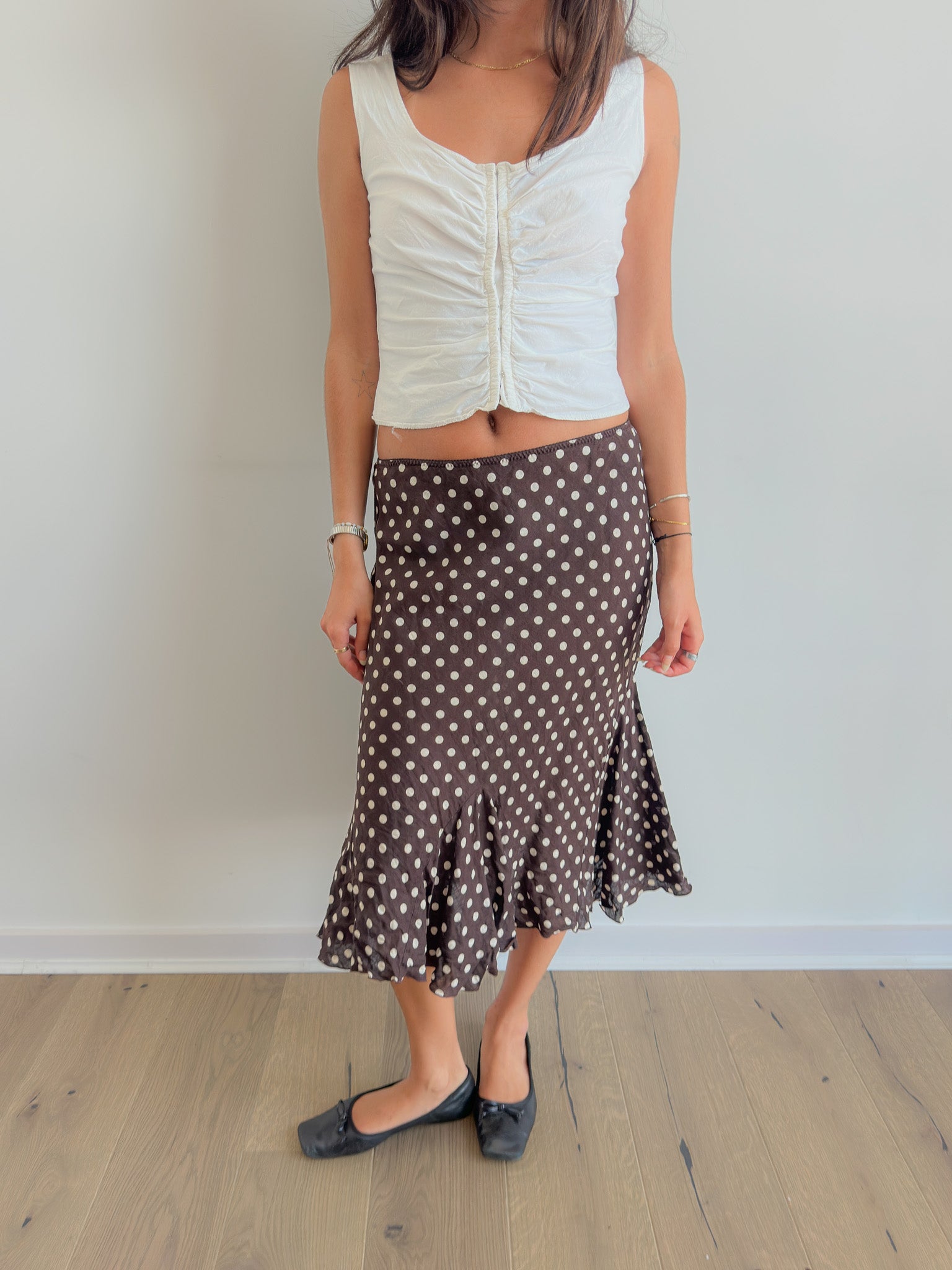 polka dot midi skirt / size xs-s