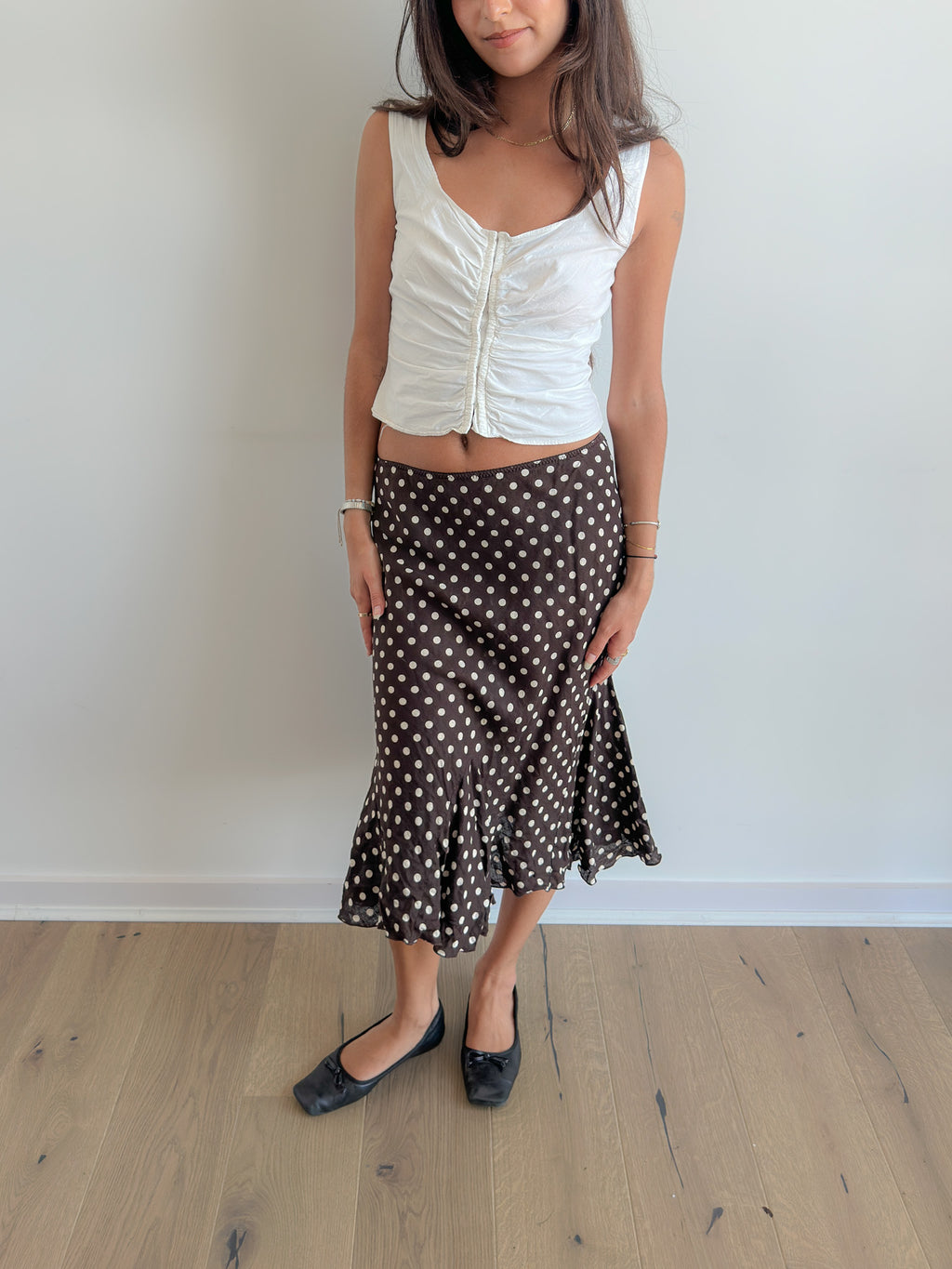 polka dot midi skirt / size xs-s