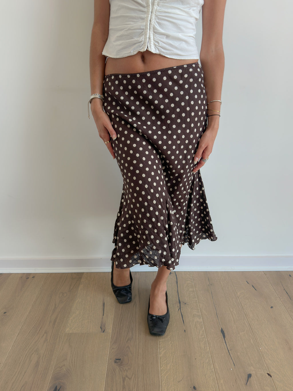polka dot midi skirt / size xs-s