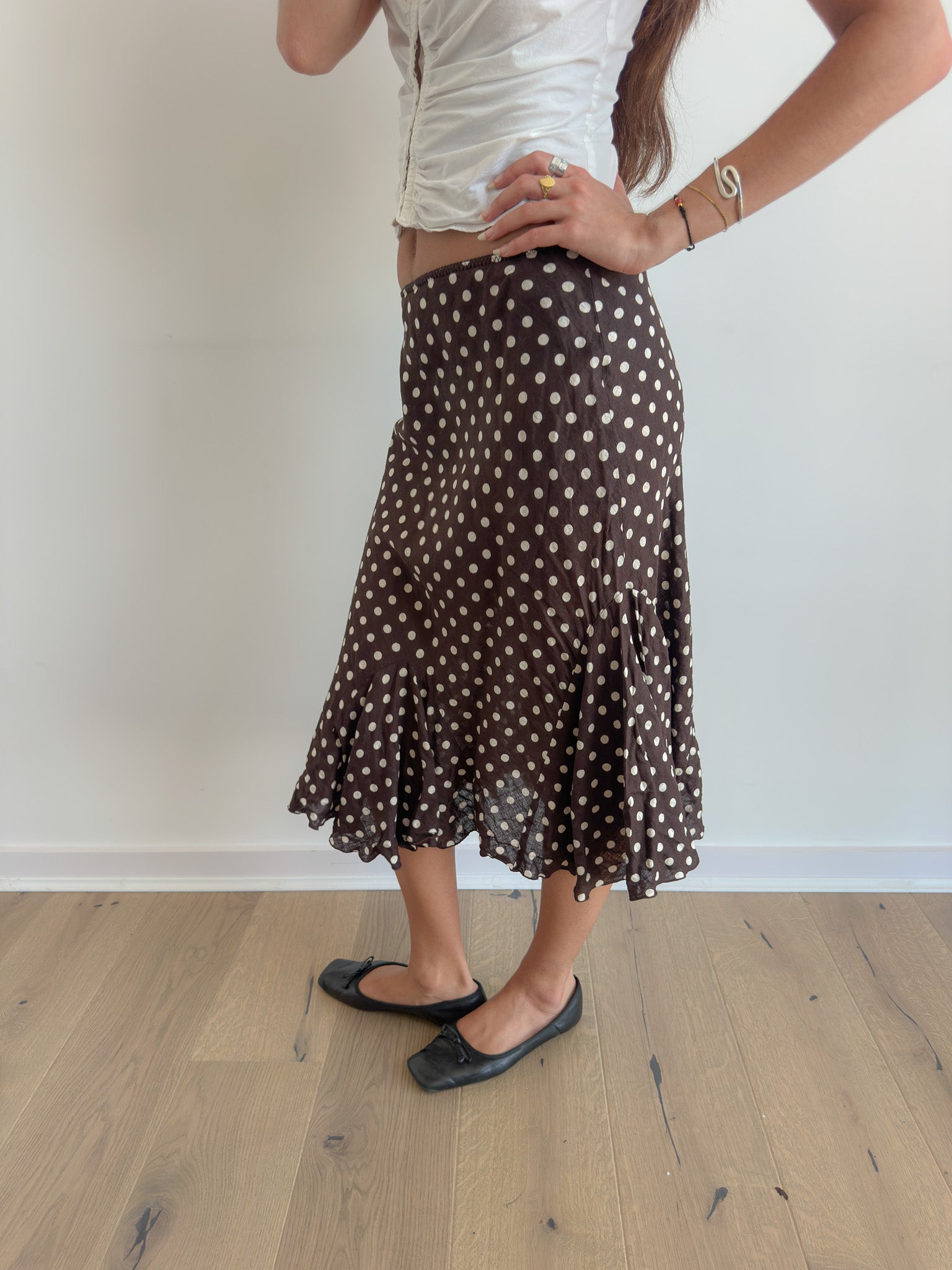 polka dot midi skirt / size xs-s