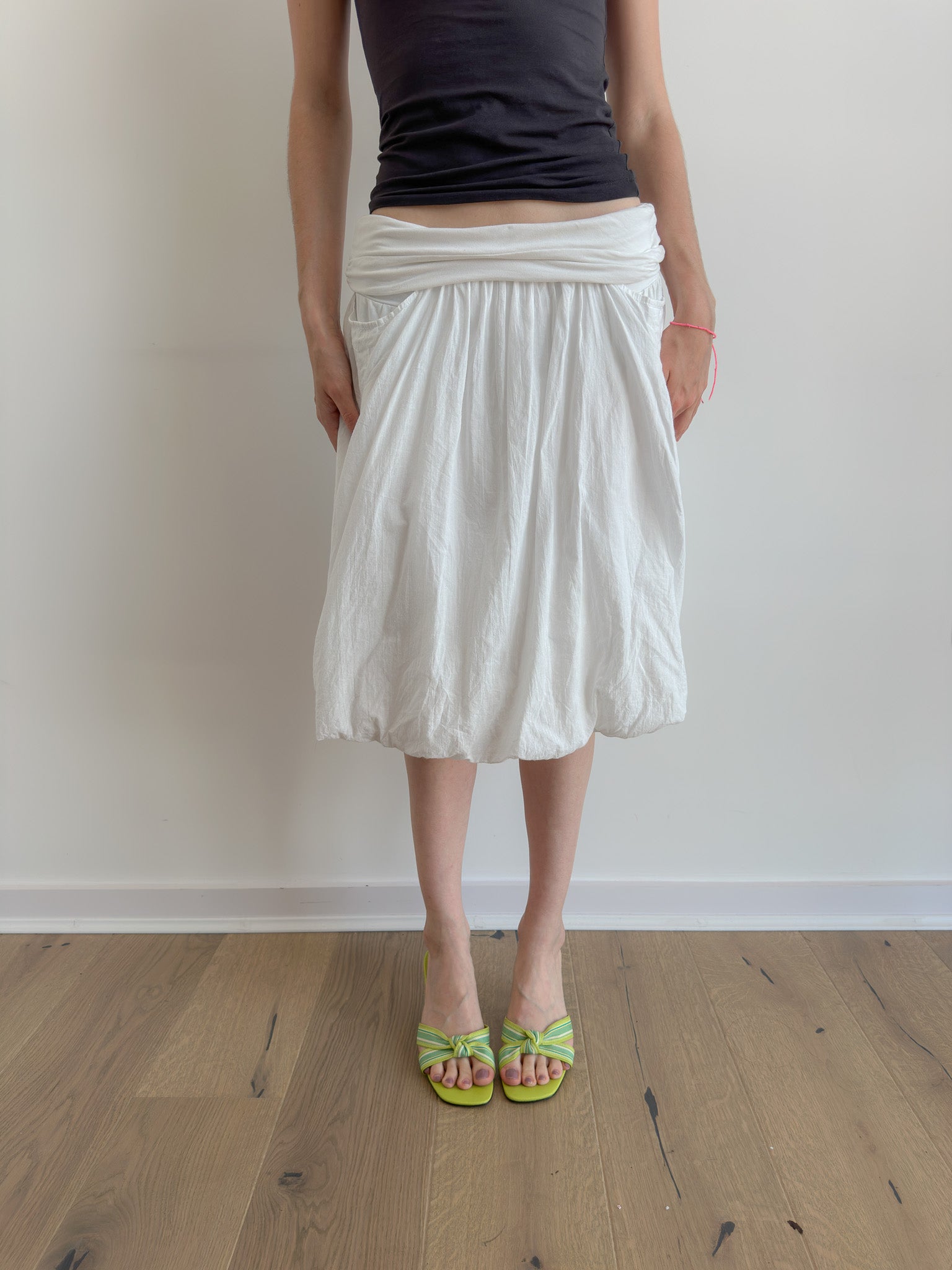 gathered white skirt / size xs-s
