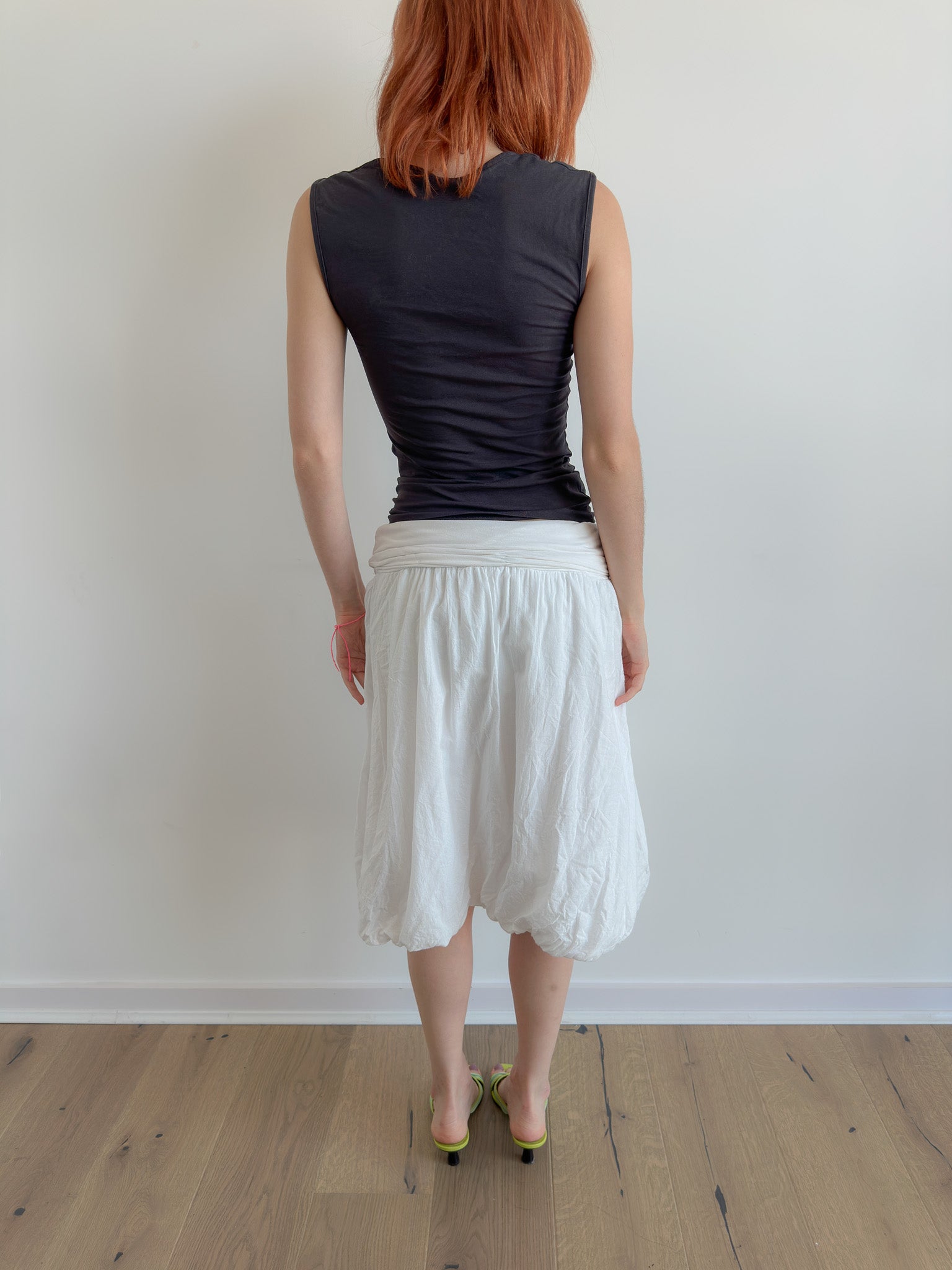 gathered white skirt / size xs-s
