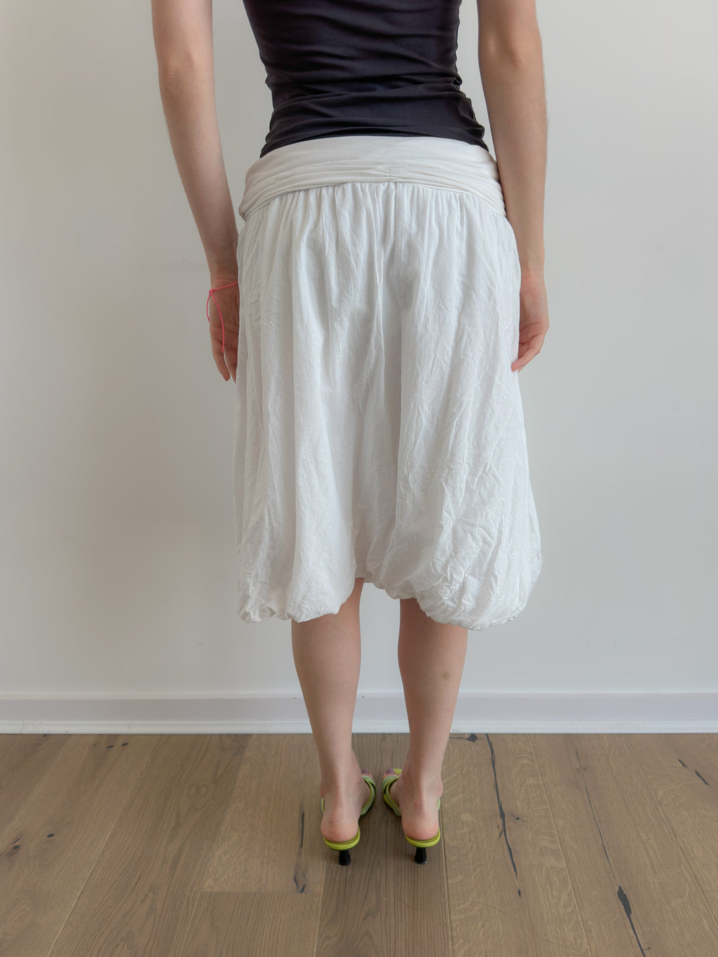 gathered white skirt / size xs-s