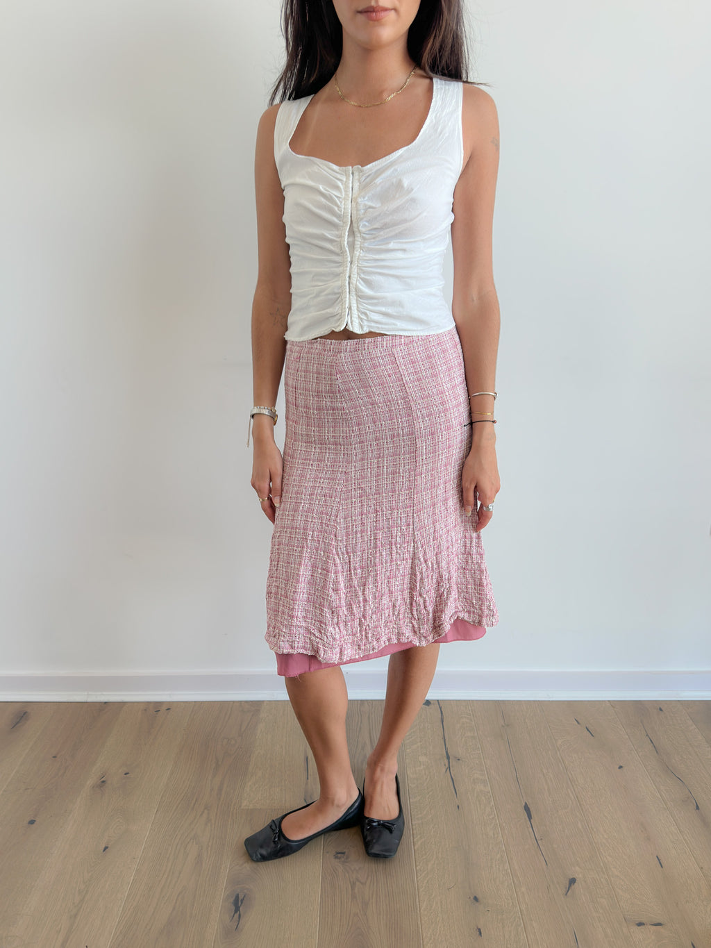 plaid midi skirt / size xs