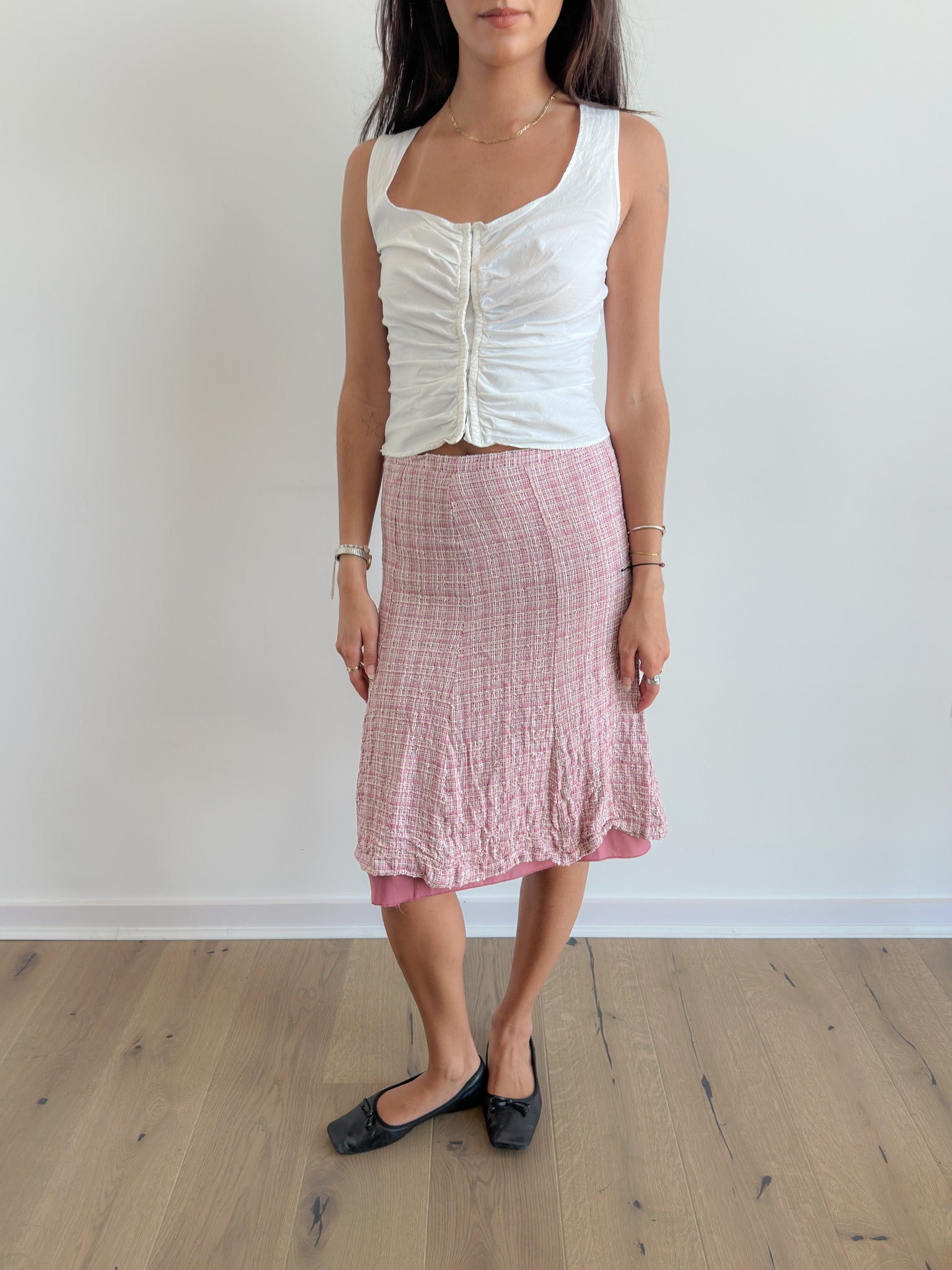 plaid midi skirt / size xs