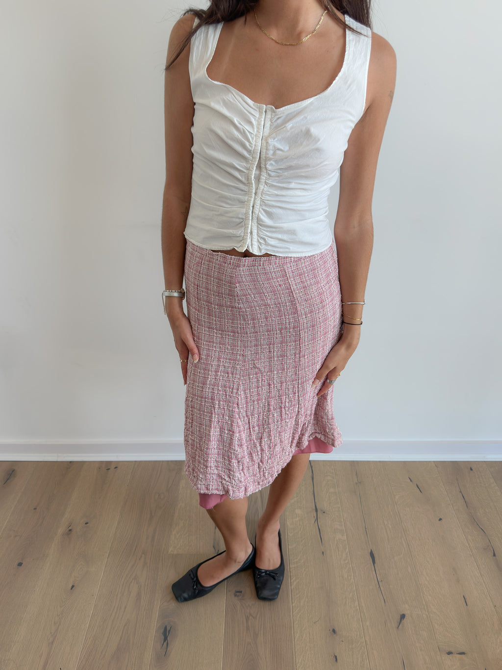 plaid midi skirt / size xs