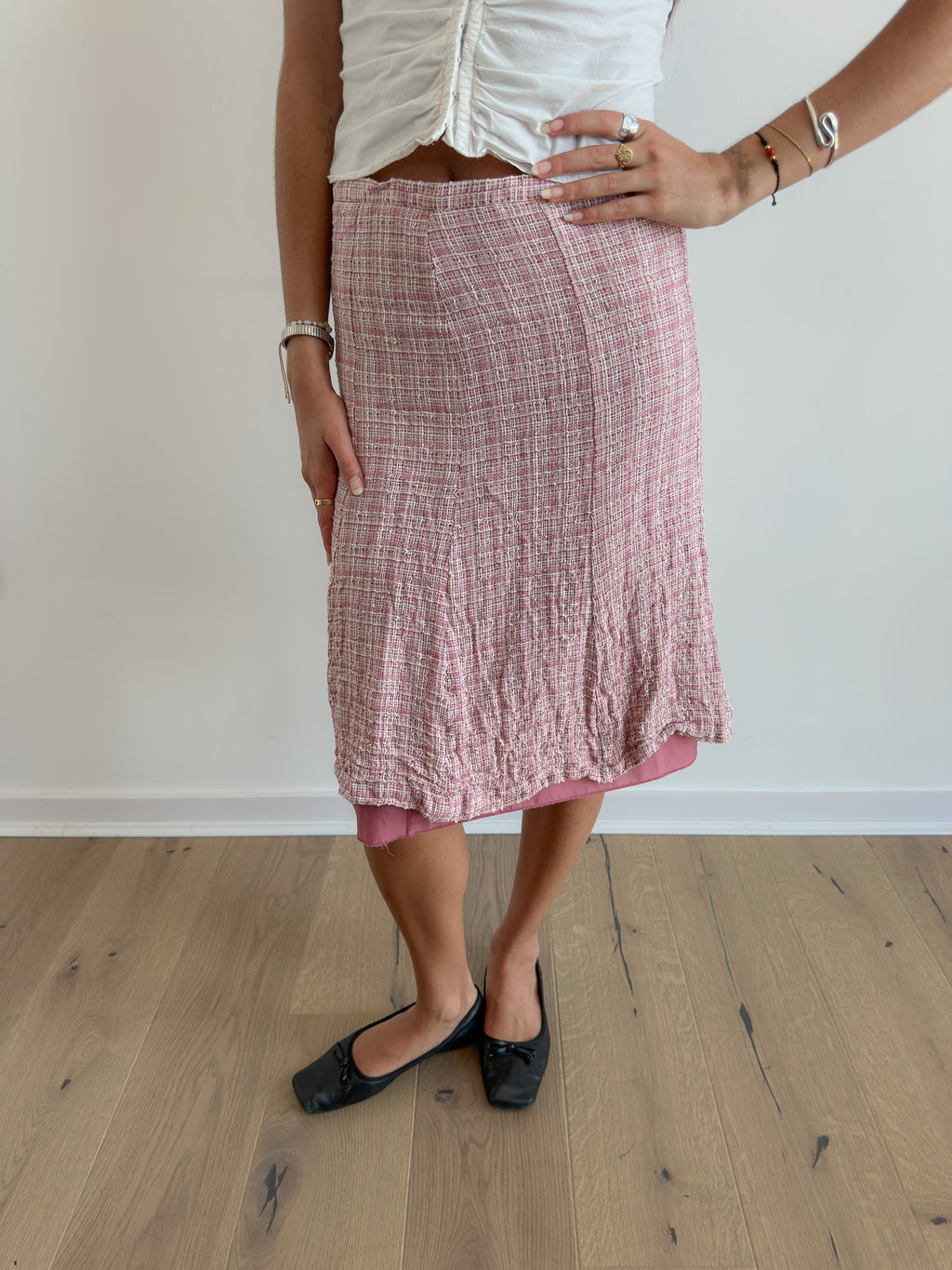 plaid midi skirt / size xs