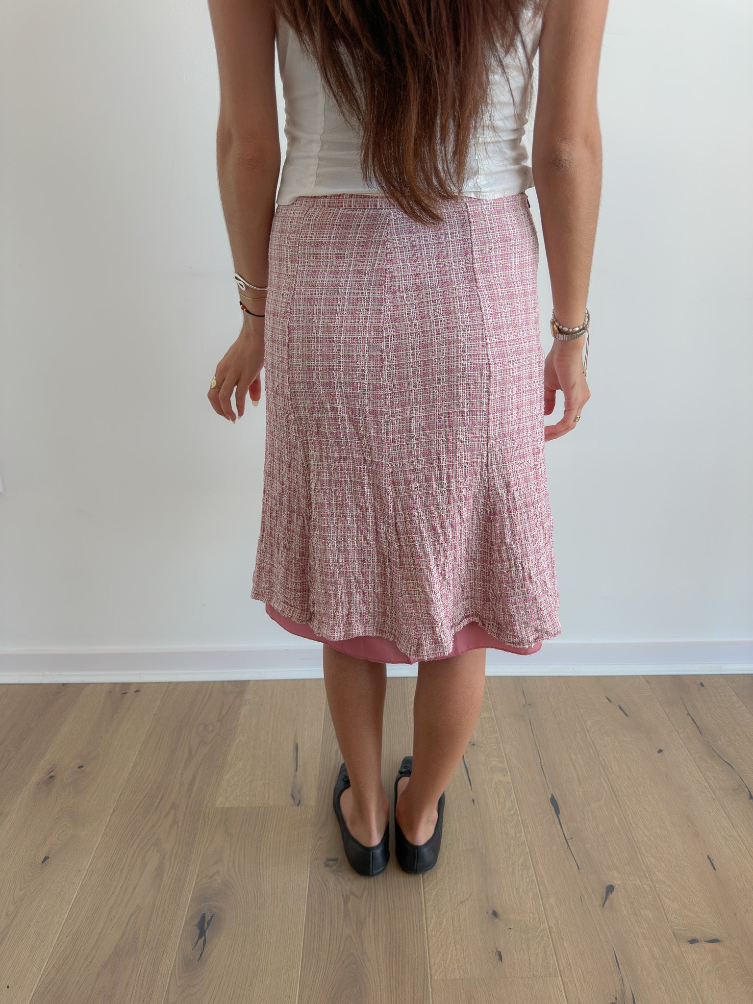 plaid midi skirt / size xs