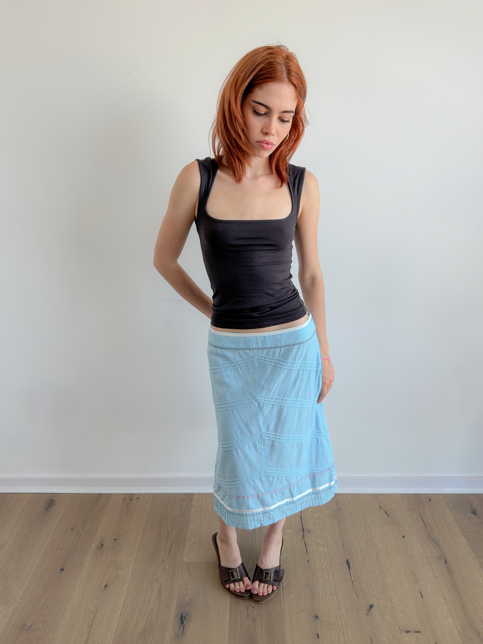 blue midi skirt / size m