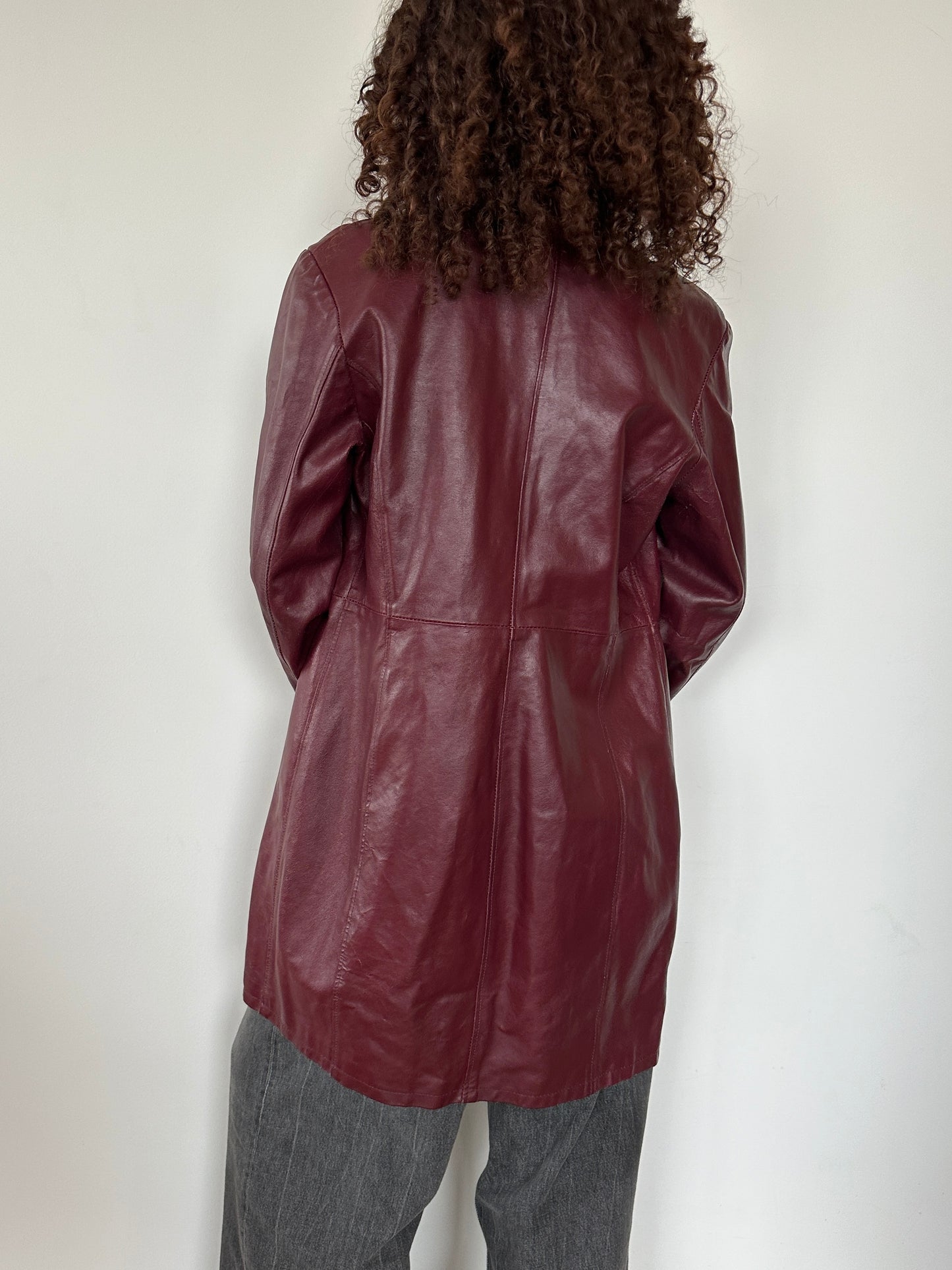 Red Leather Trench Jacket · Size M