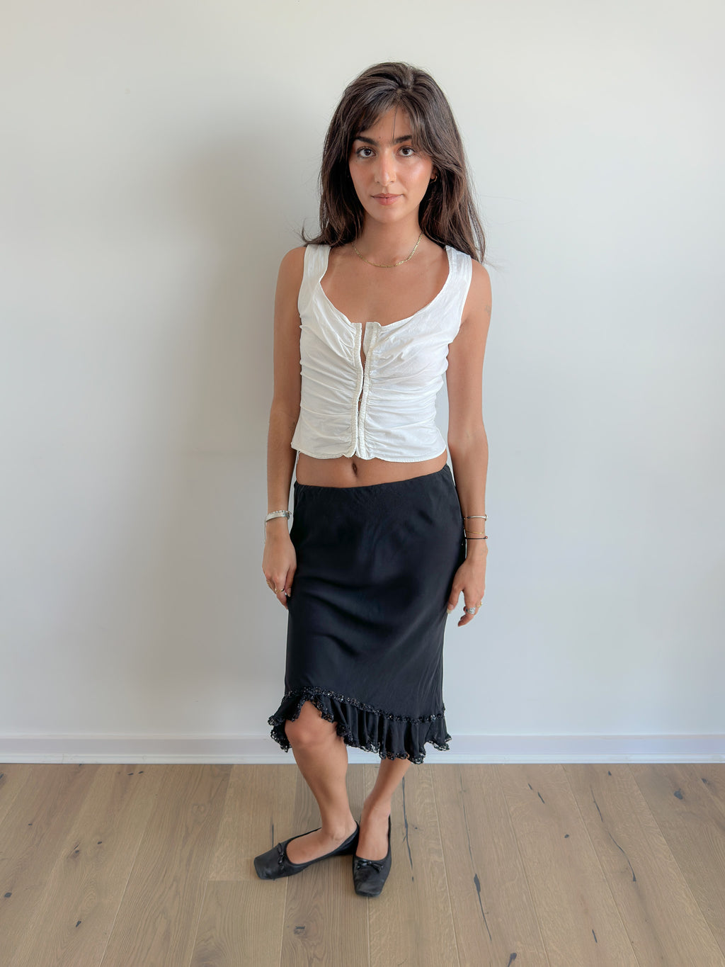 asymmetric ruffle skirt / size xs-s