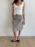 khaki midi skirt / size xs-s
