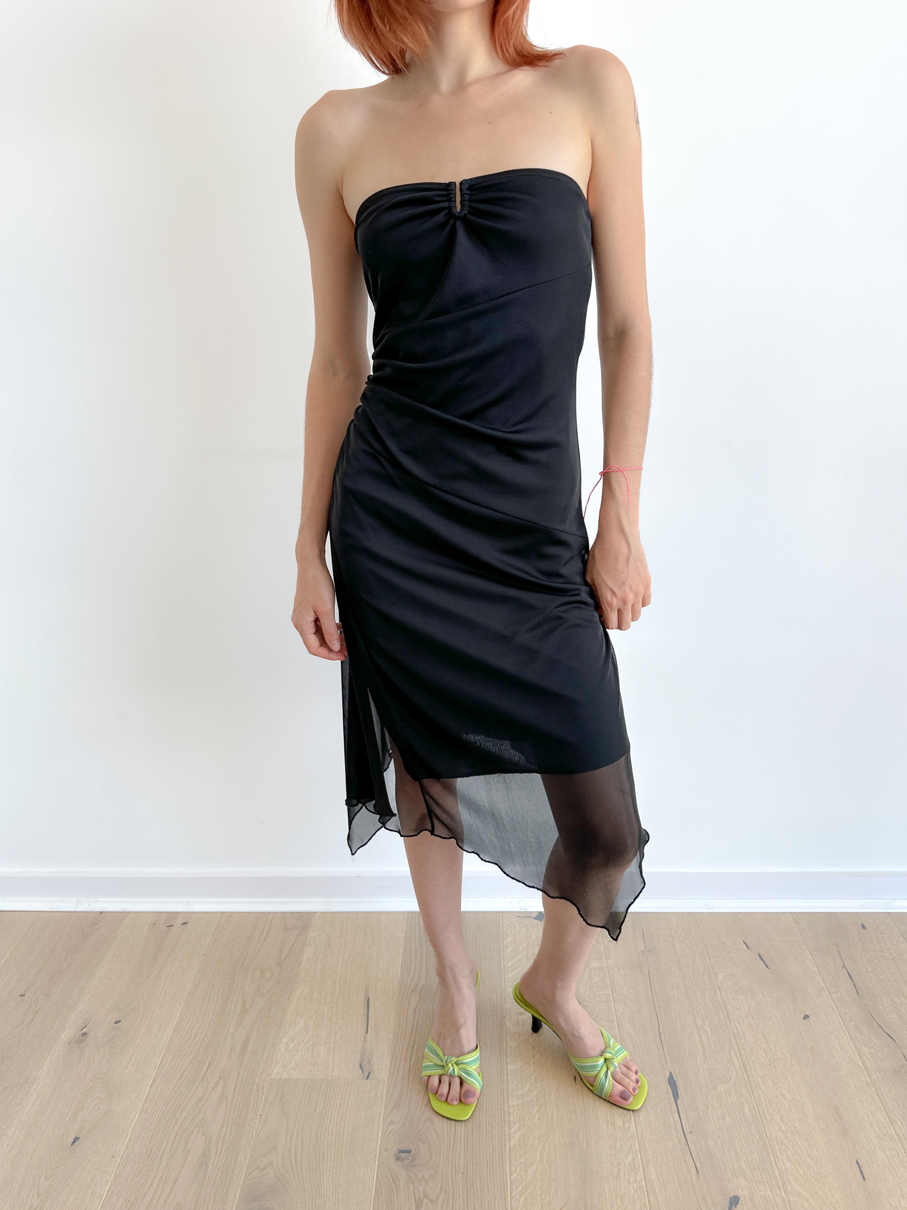 asymmetric mesh dress / size xs-s