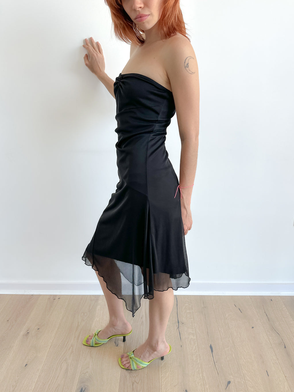 asymmetric mesh dress / size xs-s