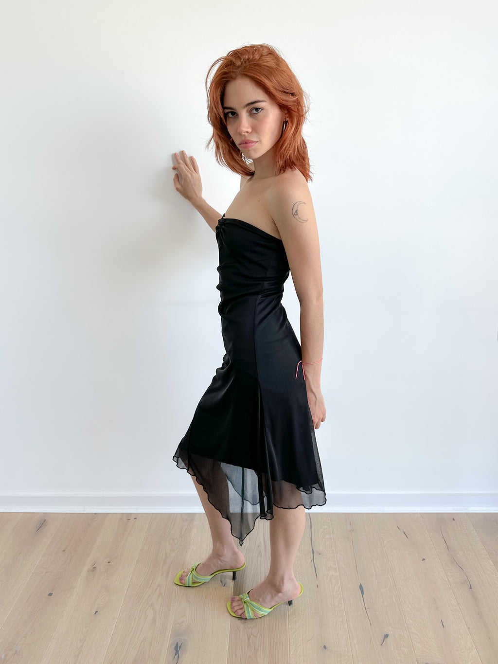 asymmetric mesh dress / size xs-s