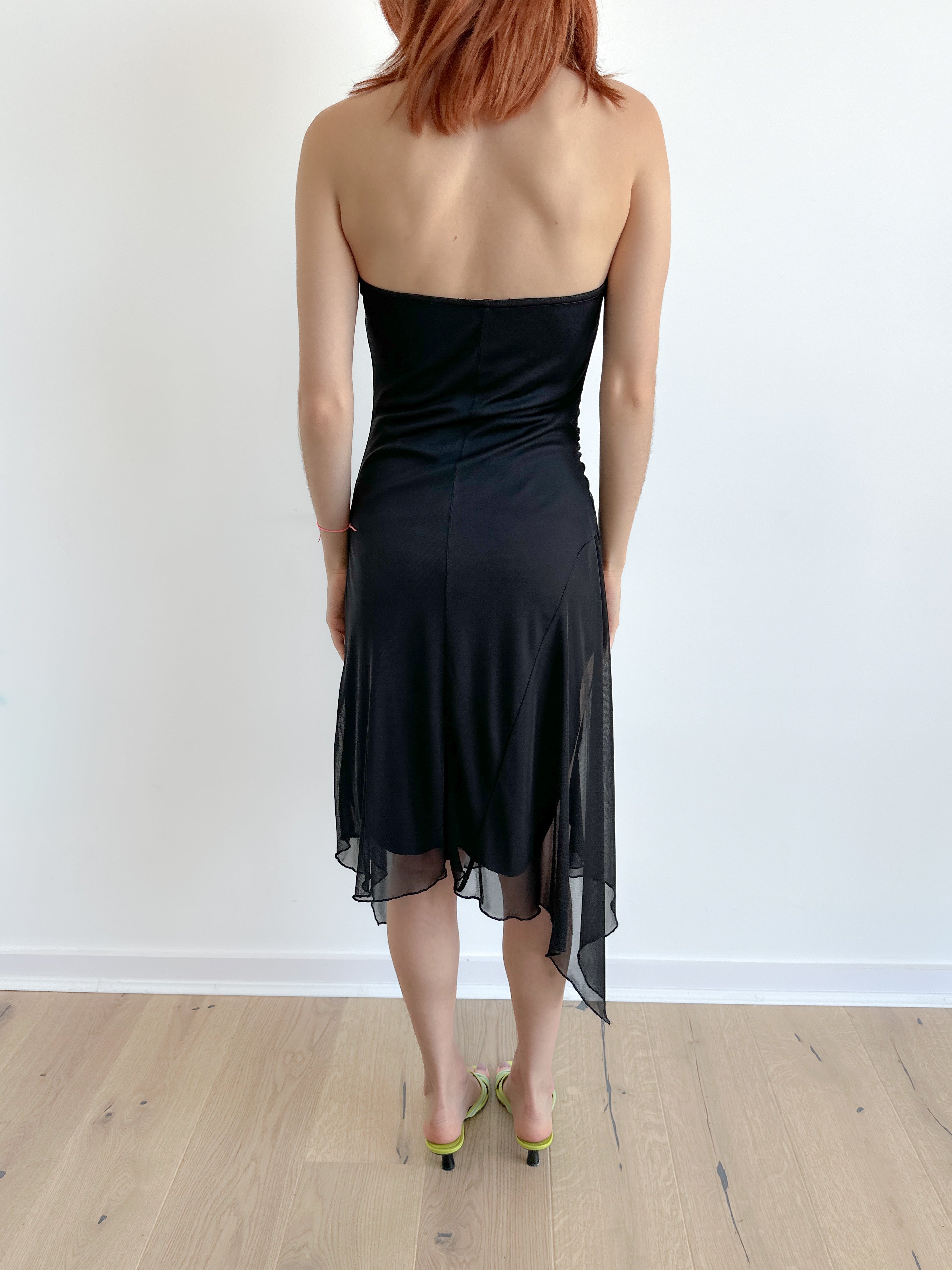 asymmetric mesh dress / size xs-s
