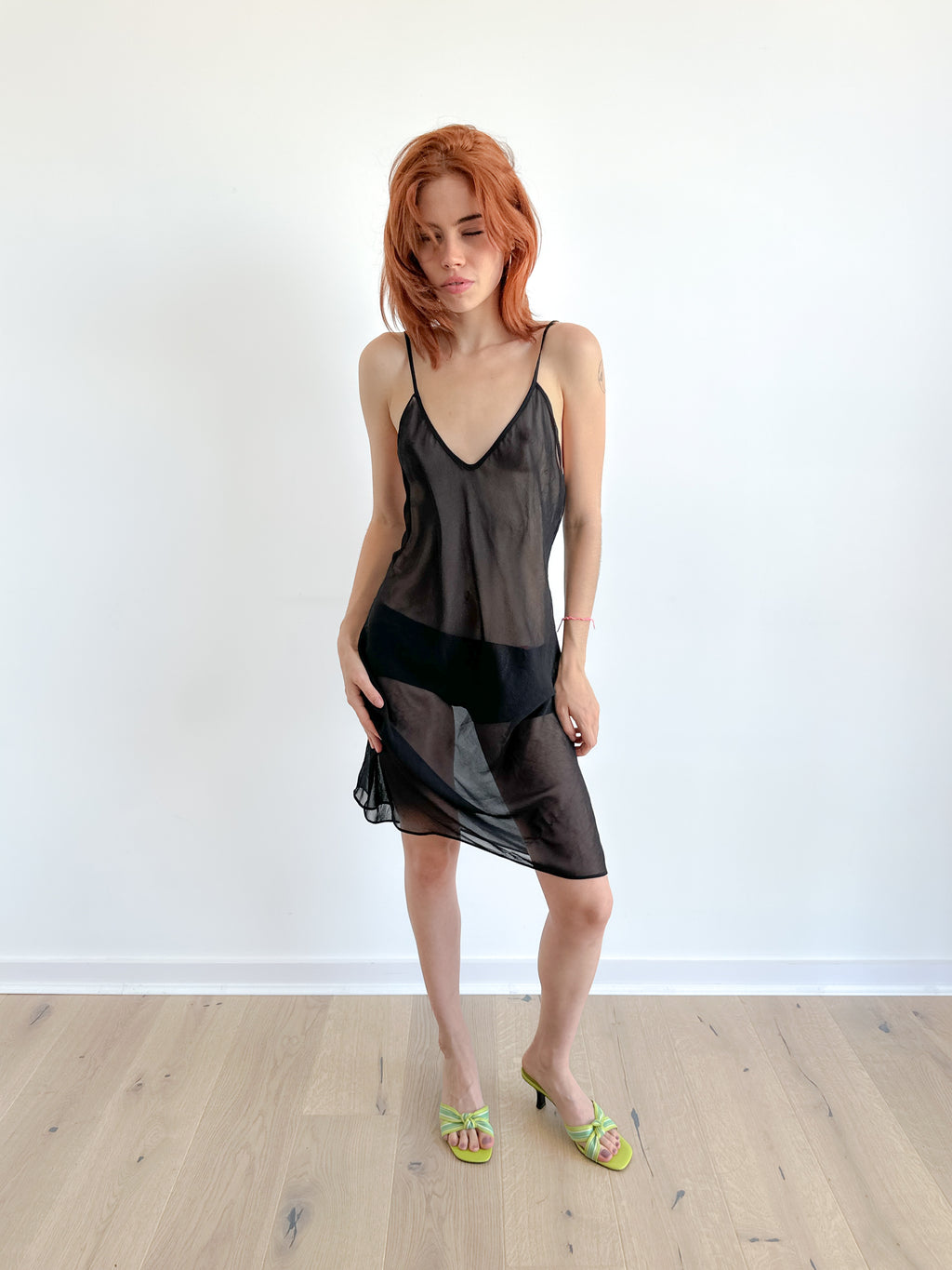 sheer slip dress / size s