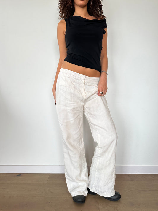 Wide Leg Linen Trousers · Size M