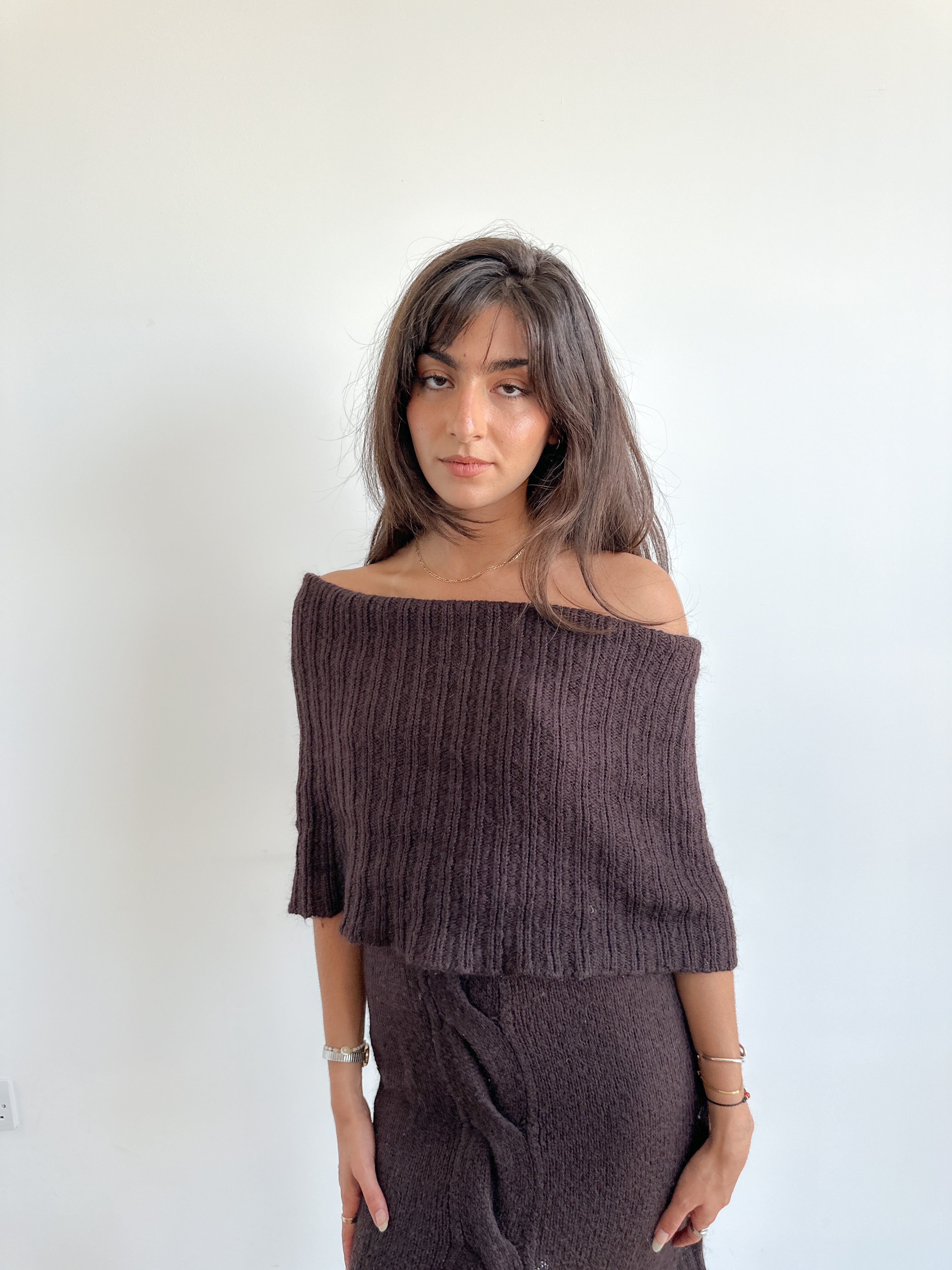 off shoulder knit dress / size s-m