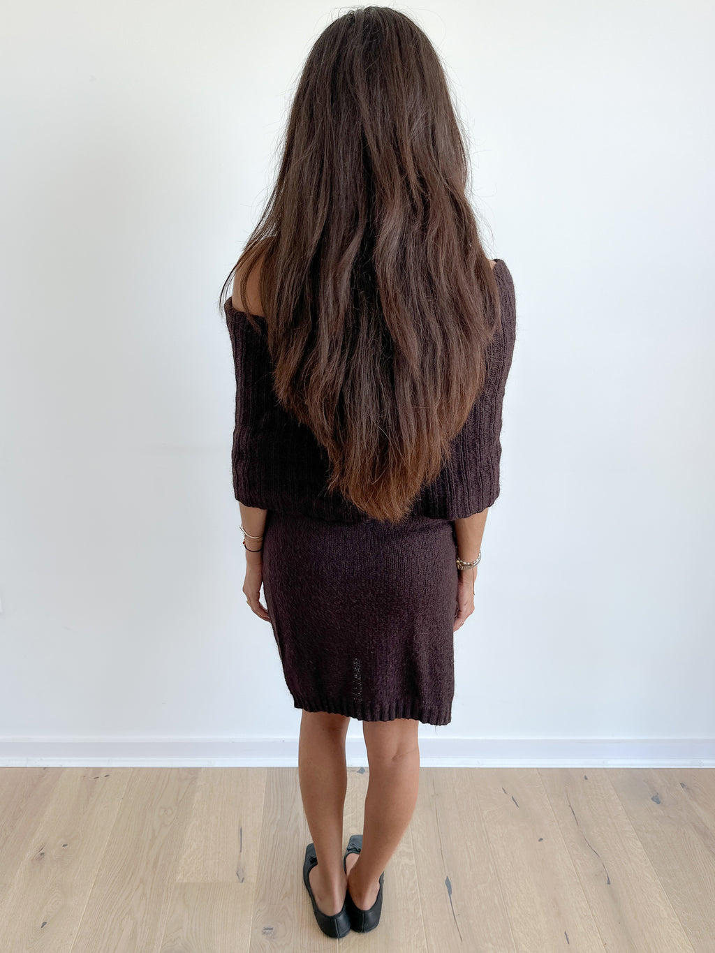 off shoulder knit dress / size s-m