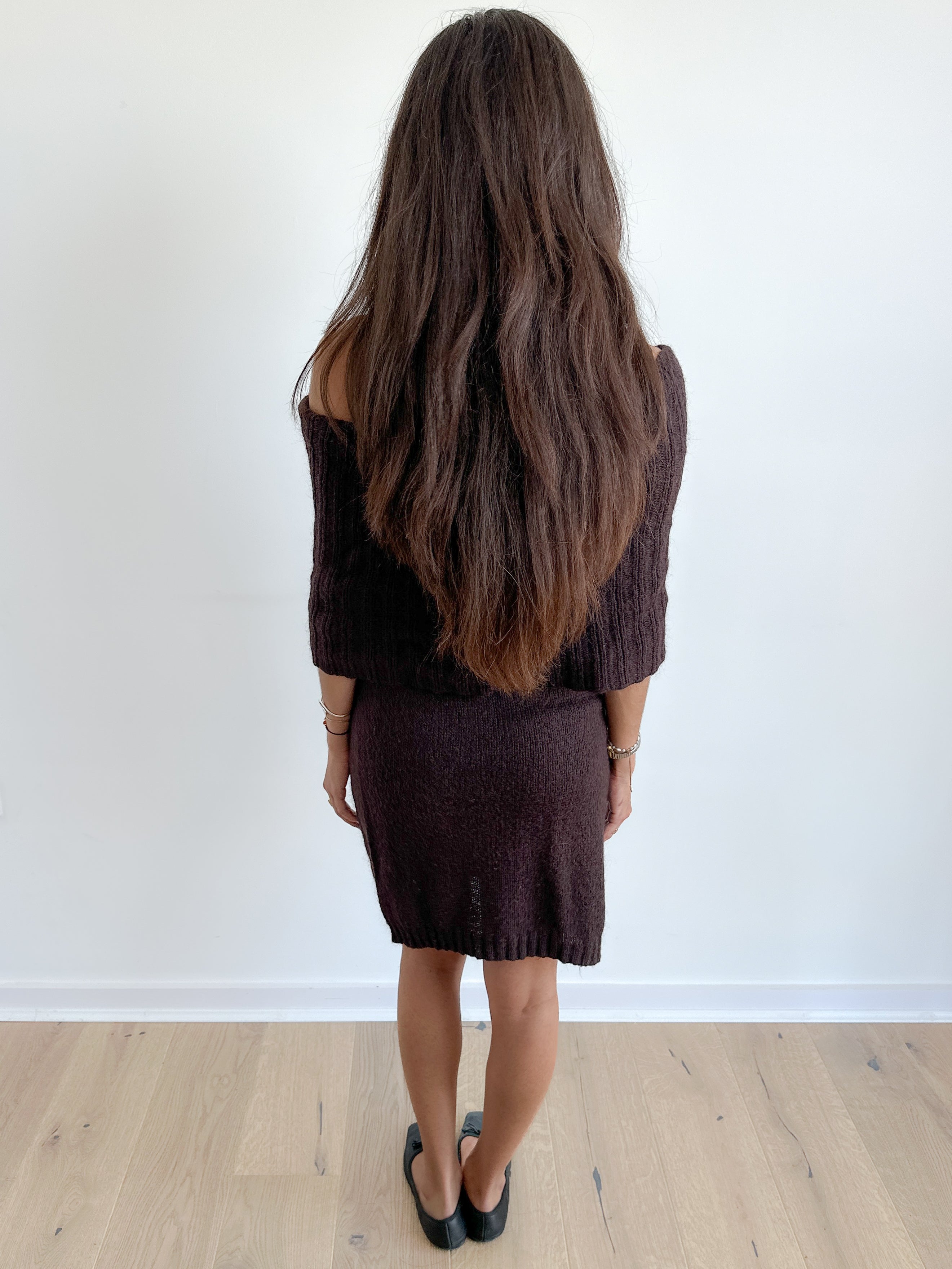 off shoulder knit dress / size s-m